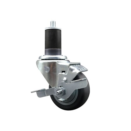 Service Caster 3'' Thermoplastic Rubber Swivel 1-5/8'' Expanding Stem Caster with Brake SCC-EX20S314-TPRB-TLB-158